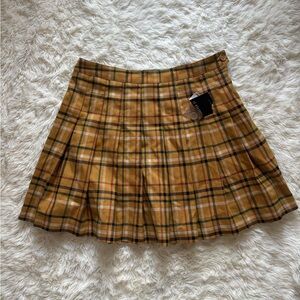 Forever 21 Mustard Plaid Skater Skirt